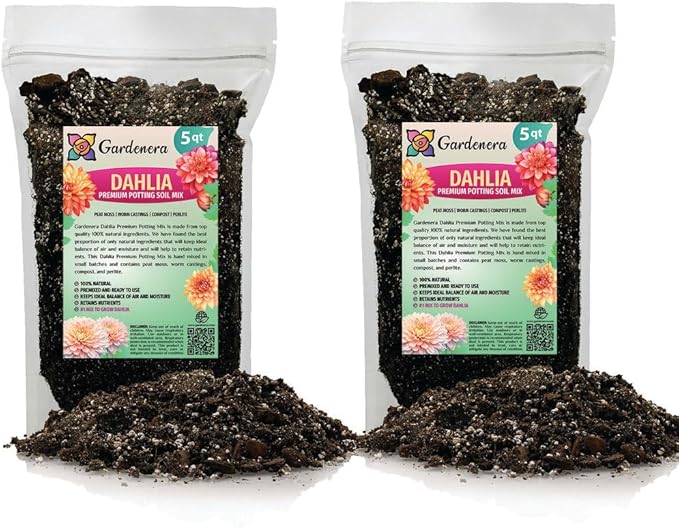 Expert Dahlia Potting Soil Mix by Gardenera - Enhance Growth and Color - Perfect Balance of Nutrients and Drainage - 10 Quart