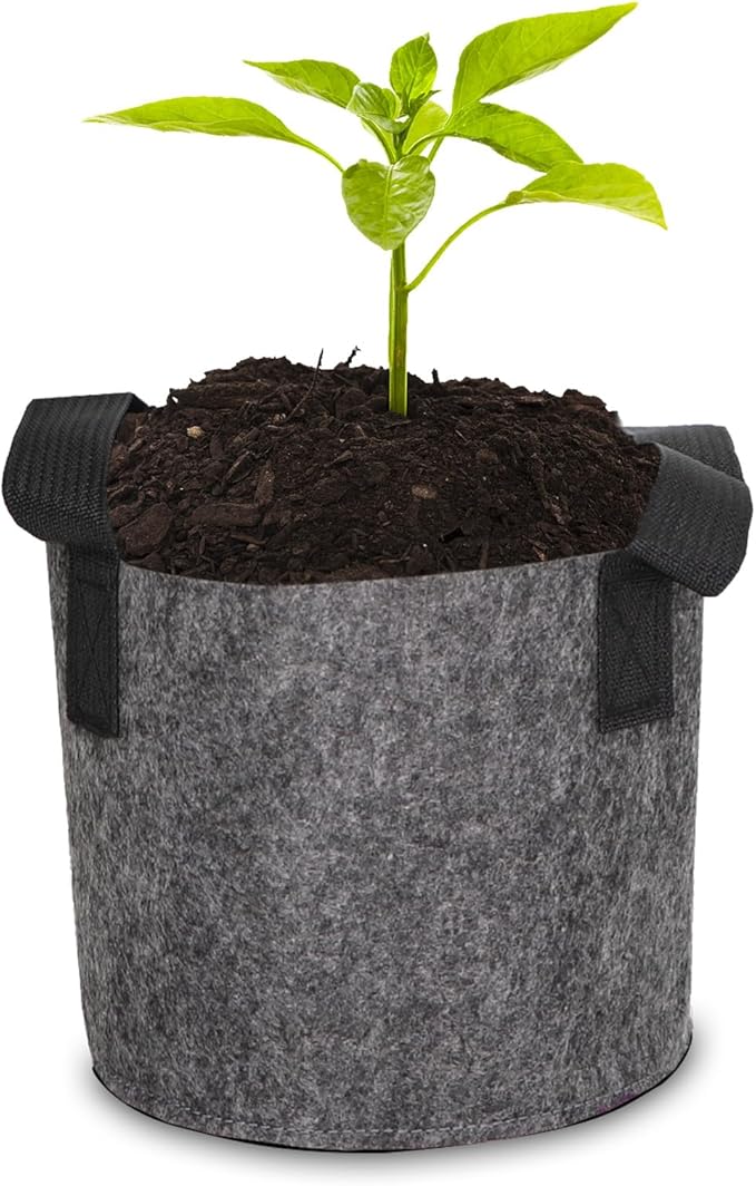 Grow Bags,Growing Pot Bags Garden Grow Bag Indoor Outdoor Fabric Aeration Plant Pot Container Flower Vegetable Pouch (Dark Gray,5 Gallon)