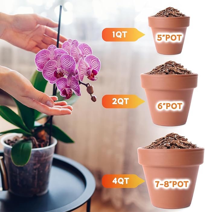Orchid Potting Mix,Premium Orchid Bark Potting Mix for Repotting Blend with Pine Bark,Perlite,Coco Peat, Natural Ingredients for Indoor Potted Plant, Well Drainage and Ventilation 4QT