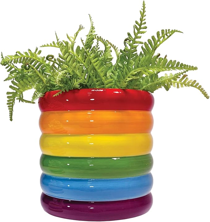 Streamline Imagined Rainbow Retro Indoor Planter, 4.5" L x 4.5" W x 4.75" H