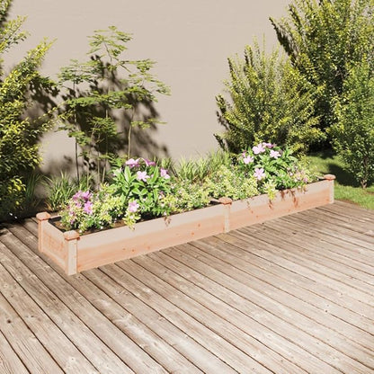 vidaXL Solid Wood Fir Garden Raised Bed with Liner - Spacious Outdoor Planting Bed - Moisture and Durable - Brown Natural, Ideal for Herbs, Flowers, Vegetables