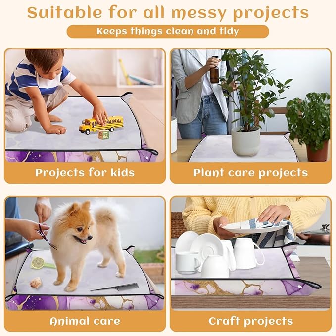 Large Repotting Mat for Indoor Plant 39.4"x39.4" Marble Soil Change Mat Waterproof Planting Tray Foldable Succulent Potting Mat Gardening Gifts for Women Men Plant Lovers