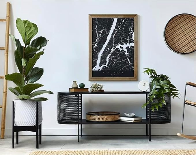 Fox & Fern Bamboo Plant Stand — 11.8 Inch Fixed Size Wooden Mid Century Plant Stand for Indoor Planters (Not Included) - Raised Flower Pot Holder for Indoor Big Pots - Plug In Design - Dark Bamboo