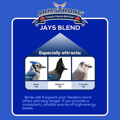 Armstrong Wild Bird Food Royal Jubilee Jays Blend, 4 Pounds - with Whole Corn, Striped Sunflower, Black Oil Sunflower and Peanuts for Blue Jays - Ideal for Outside Feeders