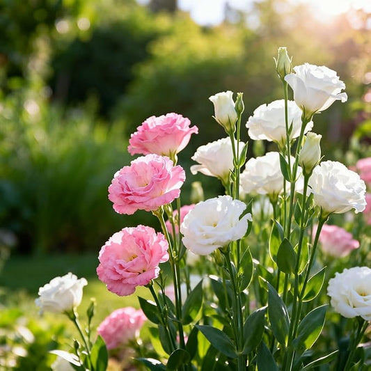 500 PCS Double Petal Eustoma Seeds, Lisianthus Flower Seeds for Indoor Outdoor Gardening, High Germination Rate Flower Seeds for Home Yard Balcony Container Planting