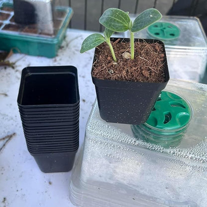 150PCS 4 Inch Square Nursery Plant Pots, Plastic Plant Seedling Pots with Drainage Holes, Black Plant Seedling Pots for Starting Seedlings or Garden Plant