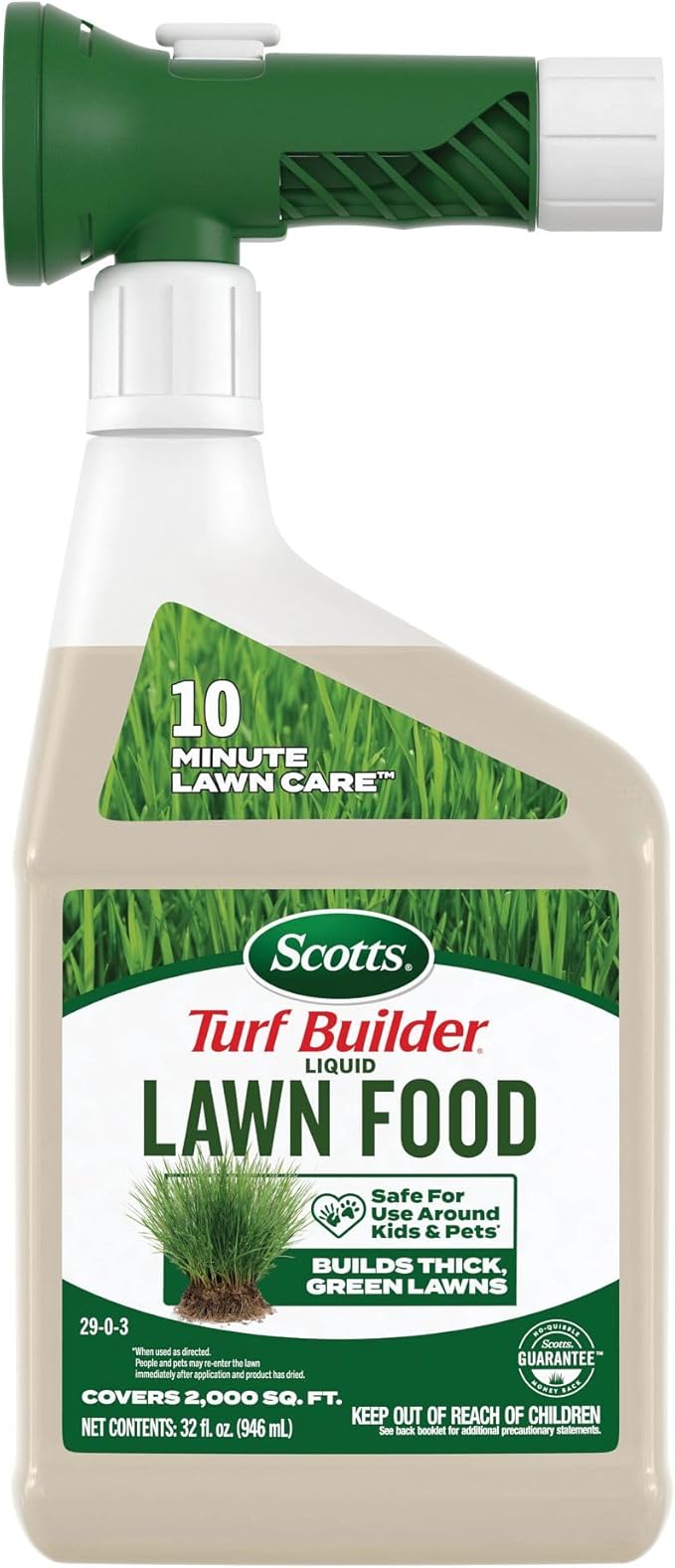 Scotts Turf Builder Liquid Lawn Food, Lawn Fertilizer for Any Grass Type, 29-0-3, 32 fl. oz.