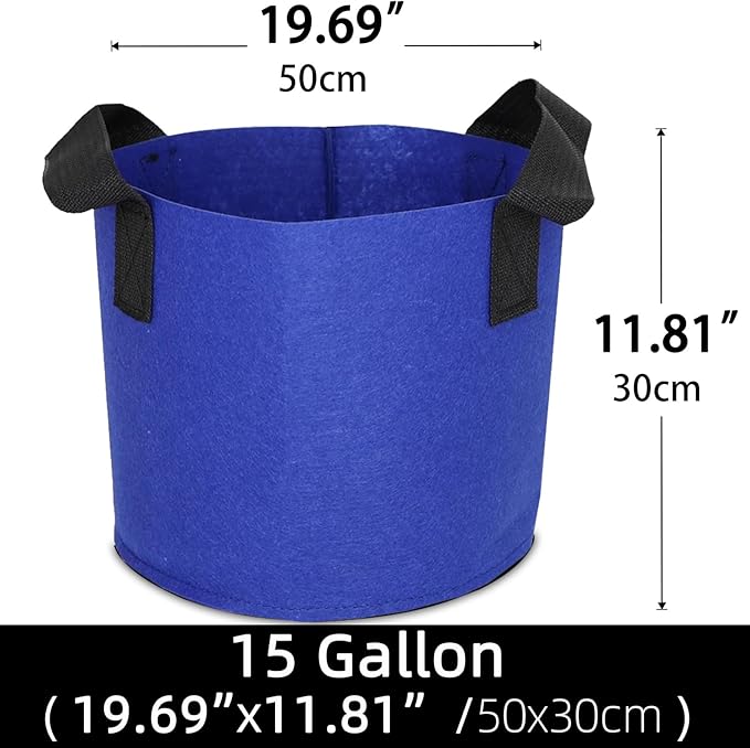 Grow Bags,Growing Pot Bags Garden Grow Bag Indoor Outdoor Fabric Aeration Plant Pot Container Flower Vegetable Pouch (Dark Blue,15Gallon)