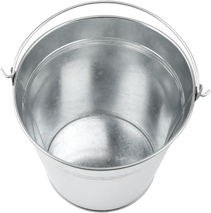 KINJOEK 8 Packs 7 Inch Galvanized Metal Bucket with Handle, Round Flower Pot Plant Rustic Basket, Galvanized Planter Pail for Balconies, Gardens Patios, Office, Indoor Outdoor Parties Wedding Decor
