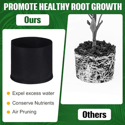 Zubebe 60 Pack Plant Grow Bags Bulk Garden Bags Aeration Grow Pots Heavy Duty Thickened Nonwoven Fabric Plant Pots Black Planting Container for Potato Tomato Vegetable Flower Fruits (3 Gallon)
