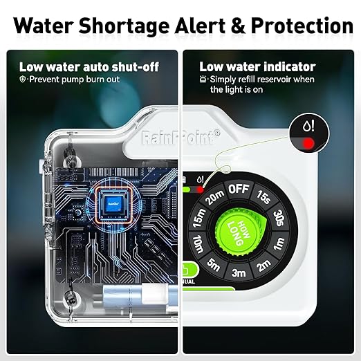 RAINPOINT Beginner-Friendly Automatic Plant Waterer Indoor for Pot Plant Adjustable Water Output,Battery Powered Outdoor IP54 Waterproof Easy-Setup Drip Irrigation System Device Kit Water 10-15 Plants