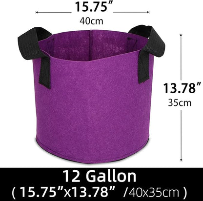 Grow Bags,Growing Pot Bags Garden Grow Bag Indoor Outdoor Fabric Aeration Plant Pot Container Flower Vegetable Pouch (Purple,12Gallon)