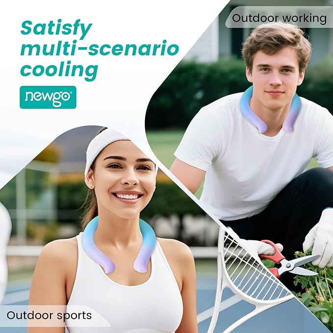 NEWGO Neck Cooling Tube Reusable Ice Cooler Cold Pack for Summer Heat, Ice Neck Ring for Outdoor Workers, Athletes, Sports Enthusiasts, Hot Flash Sufferers, Campers, Blue-Purple Gradient