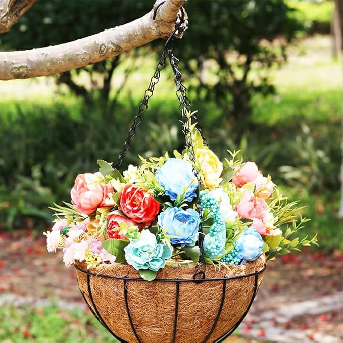 4PCS Coco Liner for Hanging Basket 14 Inch Round 100% Natural Planter Liner Replacement Plant Basket Liners Coco Fiber Liner for Garden Planters Coconut Coir Liner Flower Pot for Hanging Basket