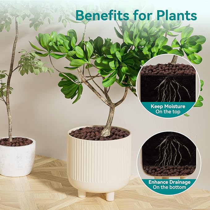 2.5 lbs LECA Clay Pebbles for Plants, 4-16mm Lightweight Clay Balls for Plants Drainage, Hydroponic Growing, Aquaponics, Orchid Potting Mix, Natural LECA Balls for Soil Root Development