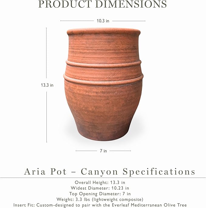 Everleaf Aria Planter Pot Small Lightweight Modern Decorative Pot for Faux Trees & Indoor Plants, Ultra-Light Matte Finish Planter for Living Room Decor Terracotta Color Canyon