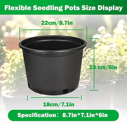 Short 2 Gallon Pots for Plants, Sturdy Plastic Planter Pots with Drainage Holes, Large Plastic Planters, Garden Planter Pots for Seedlings, Succulents