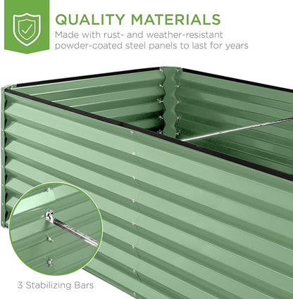 Best Choice Products 8x4x2ft Outdoor Metal Raised Garden Bed, Deep Root Planter Box for Vegetables, Herbs & Flowers, 478-Gallon Capacity, 100% Non Toxic Materials - Sage Green