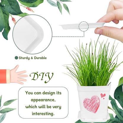 OJYUDD 72 Pcs 3 Inch White Square Plastic Pots with Saucer,White Plastic Plant Seedling Pots,Seedling Nursery Pots Indoor Outdoor for Succulents/Plant,Garden,Office and Balcony Decor