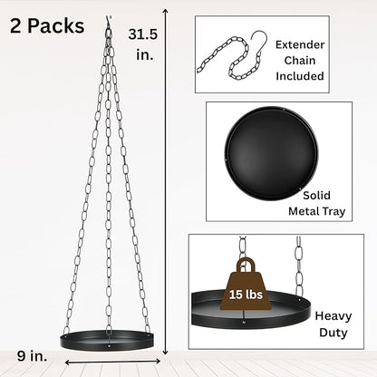 Shinehola 2 Pack Hanging Planters for Indoor Outdoor Plants 9", Plant Hanger Indoor | Metal Hanging Plant Holder, Hanging Planter Shelf, No Plant/Pot Included
