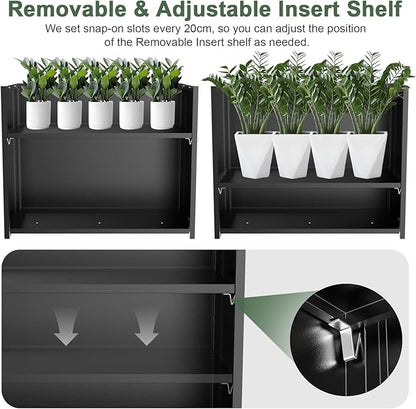Metal Large Planter Box 36" L x 12" W x 26" H, Heavy Duty Tall Rectangle Outdoor Planter Box with Removable Insert Shelves for Porch, Garden, Patio, Yard (Black)