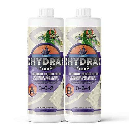 HydraBloom A B Bloom Nutrients - 2 Part Liquid Advanced Flower & Vegetable Fertilizer - for Hydroponic Aero Tower Home Systems Indoor and Outdoor Garden Fruit Plant Food - A+B 1 Litre Each Pack of 2