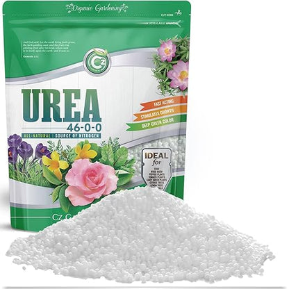 Urea Fertilizer 46-0-0 Made in USA - 10LB Plant Food for Indoor/Outdoor Flowers & Gardens - Promotes Lush Growth - Lettuce, Green Lawns, Fruit, Vegetables, Citrus Trees, Tie Dye Granules Prills