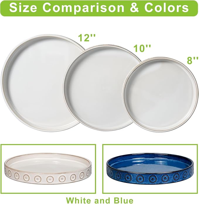 Plant Drip Tray - Ceramic Plant Saucer for Outdoors 9.3 Inch Plant Tray for Indoors No Holes Plant Pot Saucer Plant Dishes to Catch Water Round Plant Drainage Trays White