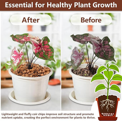 Legigo 4 Pack Coco Coir Chips for Plants- 4.4 LB 100% Organic Coconut Chips Brick Potting Mix with Low EC & PH Balance, Coconut Husk Substrate Coco Husk Mulch for Garden, Planting, Orchid and Soil Mix