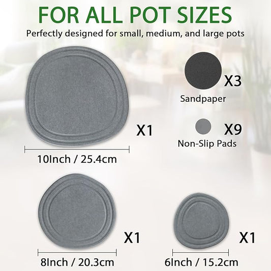 Plant Saucers for Indoors, 3 Pack 6 8 10 Inch Quick Drying Diatomite Plant Drip Water Catcher Trays for Pots, Diatomaceous Earth Planter Drainage Saucers Plates to Catch Water for Flower, Stone Gray