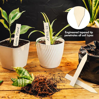 30Pcs Wooden Plant Labels, Outdoor Indoor Garden Markers and Name Tags for Seedlings Flowers Vegetables - Reused Waterproof Plant Label Stakes, 6 x 0.78in