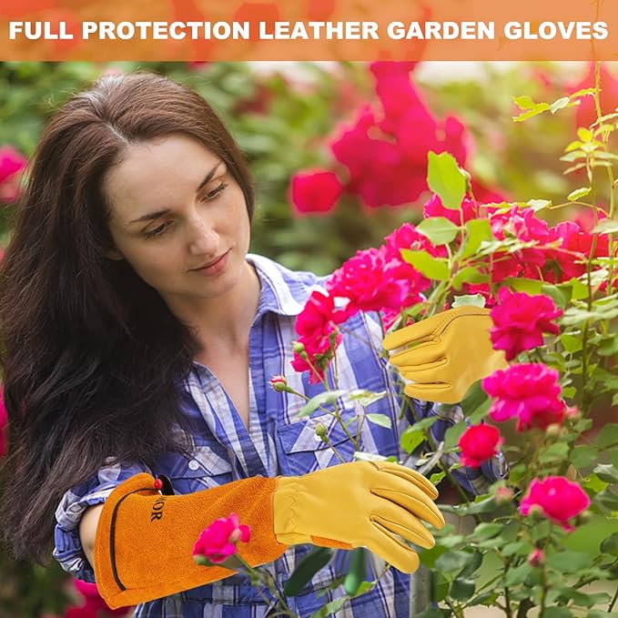 Long Gardening-Gloves Women/Men-Thorn proof Rose Pruning Heavy Duty Gauntlet-XL