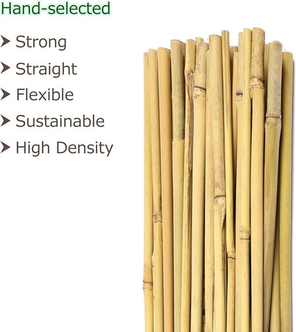 Bamboo Garden Stakes 3 Feet Plant Stakes for Roma Tomatoes Sunflowers Beans Potted and Climbing Plants - Pack of 25 Bamboo Sticks