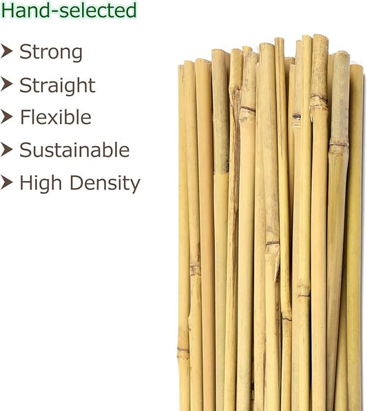 Bamboo Garden Stakes 3 Feet Plant Stakes for Roma Tomatoes Sunflowers Beans Potted and Climbing Plants - Pack of 25 Bamboo Sticks