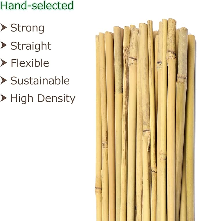 Bamboo Stakes for Plants, Natural Bamboo Plants Stakes 5 Feet, Garden Stakes for Climbing Plants Tomatoes, Beans, Potted Plants - 20Pcs Bamboo Poles (58in, Approx 5FT)