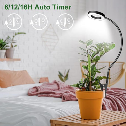 Wolezek 2 in 1 Grow Lights for Indoor Plants, 3 Colors Plant Lights with 360 Gooseneck, 48 LEDs Full Spectrum, 6/12/16H Timer, 5 Brightness, Black 3 Pack