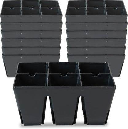 Epic Gardening Reusable Seed Starter Tray - 6 Cell/12 Seedling Starter Trays - Easy Watering, Indoor Greenhouse, Plant Starter, Gardener-Friendly for Seedlings | UV-Treated & BPA-Free - Black