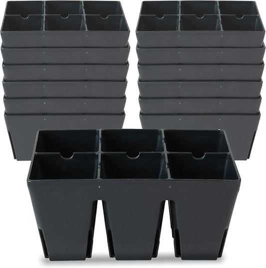 Epic Gardening Reusable Seed Starter Tray - 6 Cell/12 Seedling Starter Trays - Easy Watering, Indoor Greenhouse, Plant Starter, Gardener-Friendly for Seedlings | UV-Treated & BPA-Free - Black