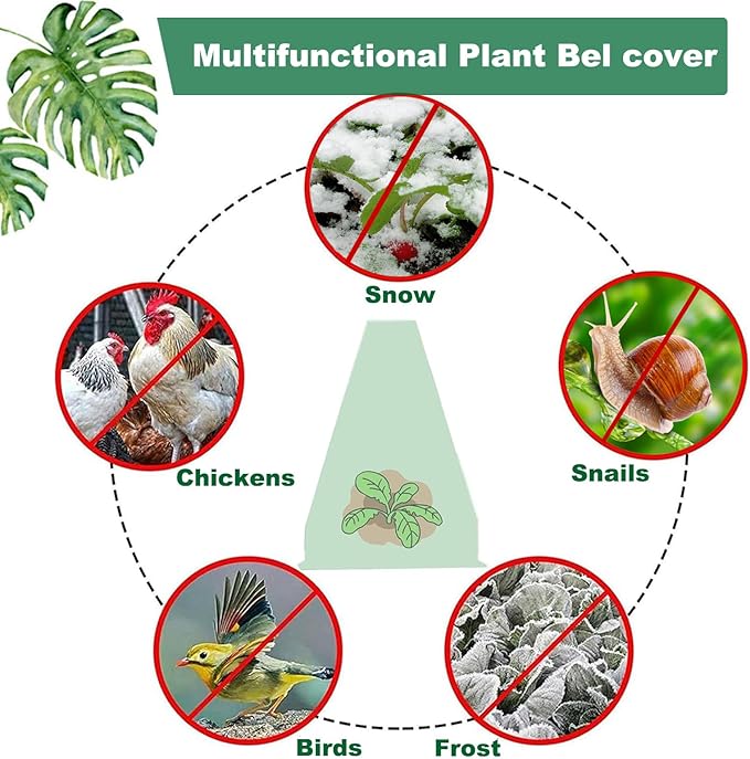 Fshow 40 Pack Garden Cloches for Plants, Reusable Bell Plant Cover, Plant Covers Protectors from Animals Snails/Birds/Chickens/Insect(Diameter:7.5" Height: 9")