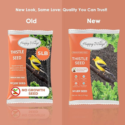 Happy Wings Nyjer/Thistle Seeds Wild Bird Food - 5 Pounds I No Grow Seed I Bird Seed for Wild Birds