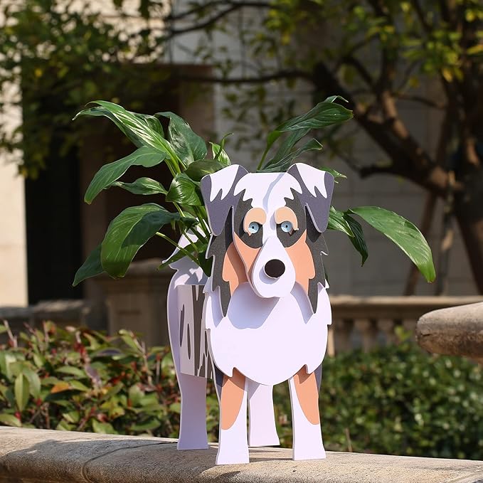Australian Shepherd Gifts,Australian Shepherd Dog Planter Plant Pot,Cute Dog Flower Pots for Outdoor Garden Decoration,Birthday Gifts for Women,Office Home Decor Small Australian Shepherd