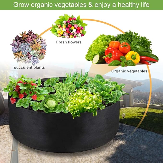 2-Pack 15 Gallon Grow Bag, Heavy Duty Thickened Fabric Pots Round Raised Garden Bed Planter for Planting Herb Flower Vegetable Potato Plants (24" D × 8" H)