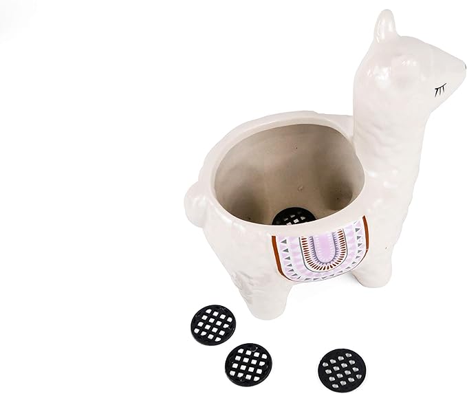 Cute Alpaca Succulent Pots, 4 Pc. Set Animal Planter, Decorative Ceramic Planters for Natural Indoor Gardens and Cacti, Colorful Office and Home Decor for Living Room, Kitchen, or Desk