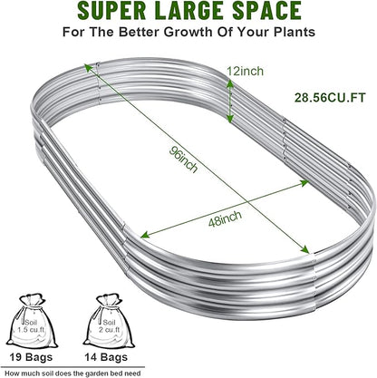 Land Guard 2Pcs Galvanized Steel Raised Garden Bed,8 x 4 x 1 ft Large Metal Raised Planter Beds, Aluminum Raised Garden Bed for Vegetables, 8 x 4 x 1ft(2pcs)