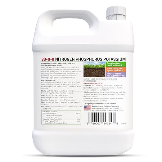 Covington 30-0-0 NPK Liquid Fertilizer (32oz) – High Nitrogen Low Salt Lawn Fertilizer Concentrate – All Purpose Liquid Formula for Lawns, Plants, Vegetable Gardens, for Any Turf & foliar Application
