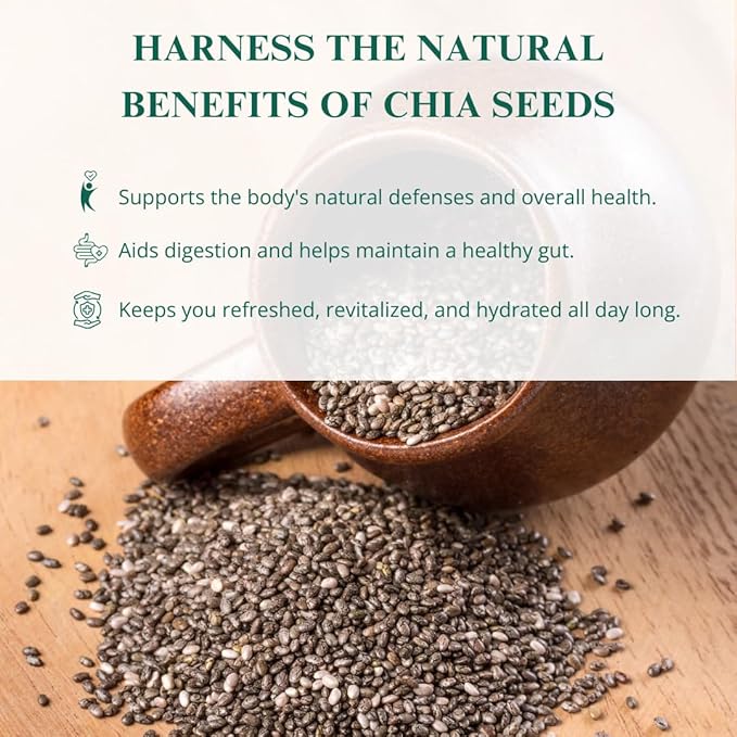 Nutriwish Raw Chia Seeds 250 g (8.8 oz) | Omega-3 Rich Superfood with Fibre, Antioxidants & Plant Protein | For Smoothies, Puddings, Baking & Healthy Vegan & Keto Diets