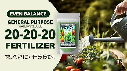 Fertilizer Commercial Grade | 20-20-20 Plus | 3 Pounds | Water Soluble Plant Food | Balanced Formula with Chelated Micronutrients | General Purpose Nutrient | Turf Lawns Shrubs Gardens Ornamentals