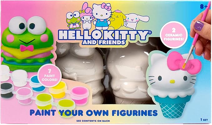 Horizon Group USA Paint Your Own Figurine Kit, DIY Art Project for Kids, Hello Kitty and Friends