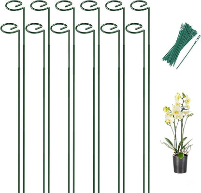 Breeze Touch 12 Pack Plant Stakes, 35.4 Inch Plant Support Stakes with 15 Twist Ties, Plant Sticks Support, Flower Stakes for Plants Peony, Tomato Seedling, Marigold, Amaryllis, Sapling, Coreopsis