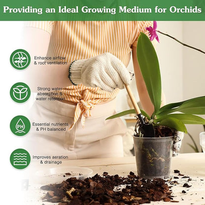 Orchid Potting Mix,4 Quart Premium Orchid Potting Mix for Repotting with Dried Forest Moss Perlite Stone Coco Peat and Pine Bark, Well-draining Orchid Bark Potting Mix